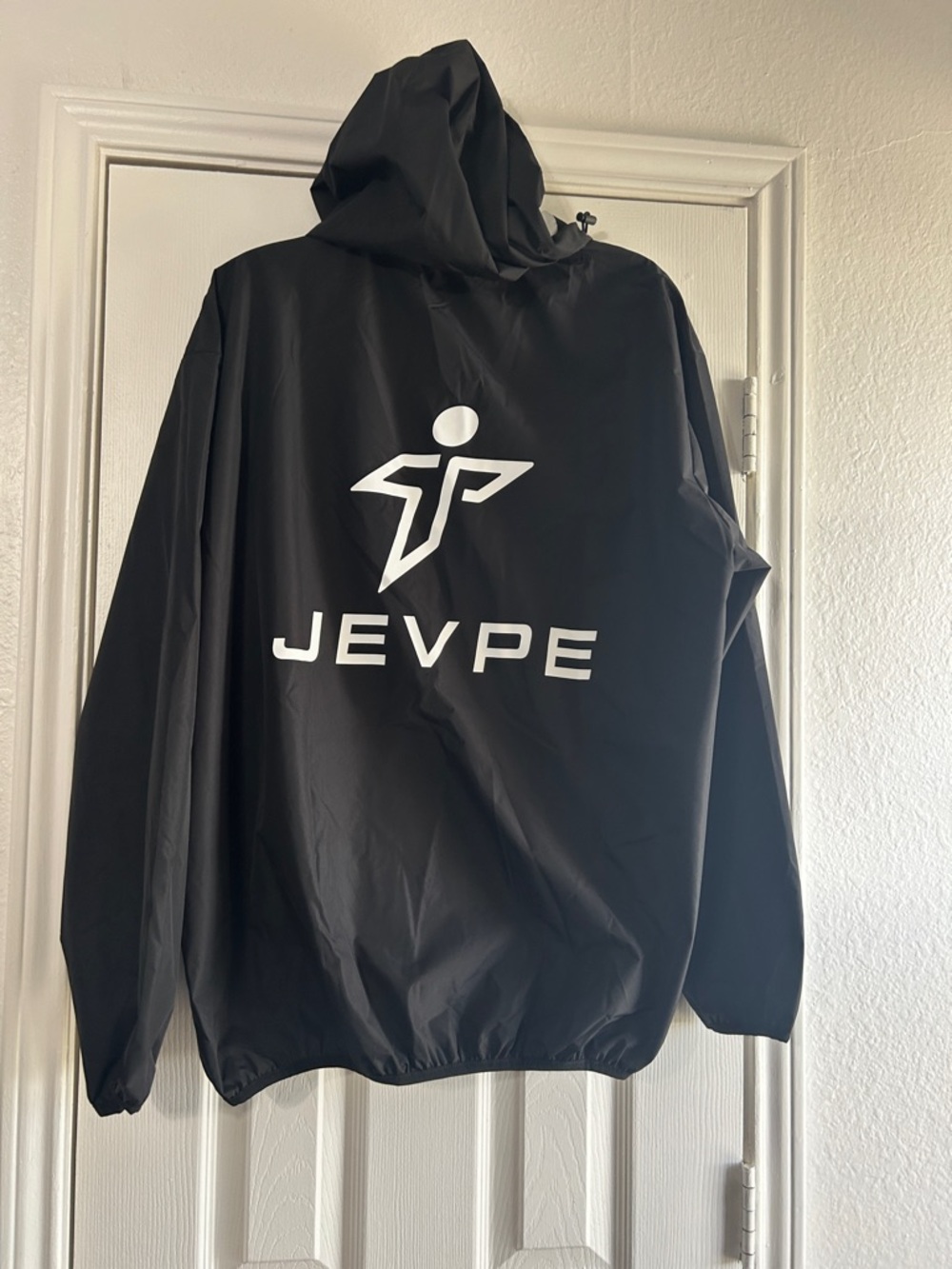 Men's Black Logo Windbreaker Jacket with Hood